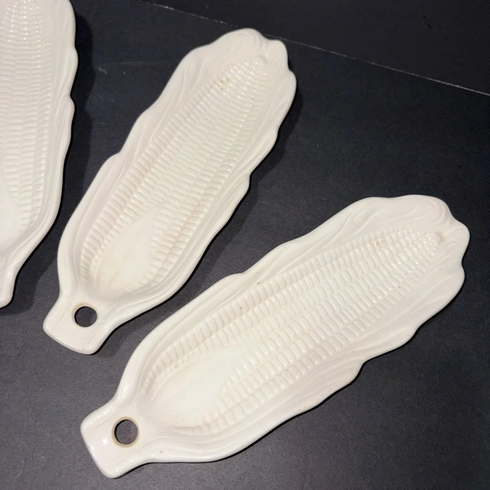 Vintage Pier 1 Ceramic White Corn on the Cob Dishes Set of 4 Made In Japan